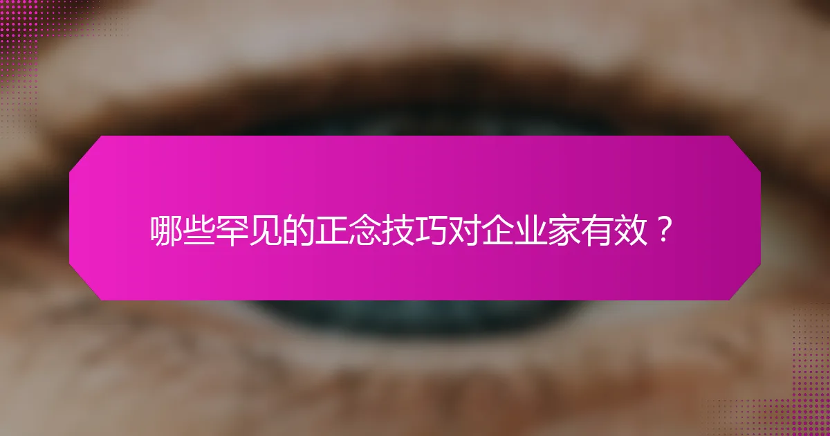 哪些罕见的正念技巧对企业家有效？