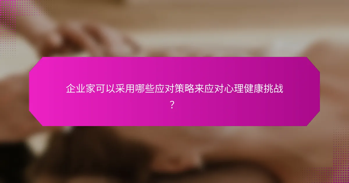 企业家可以采用哪些应对策略来应对心理健康挑战？