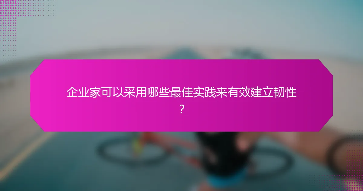 企业家可以采用哪些最佳实践来有效建立韧性？