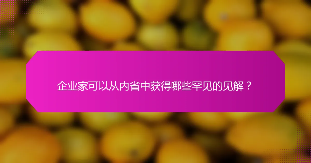 企业家可以从内省中获得哪些罕见的见解？