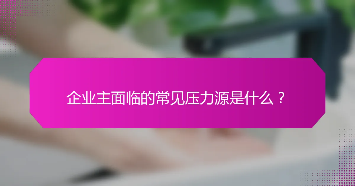 企业主面临的常见压力源是什么？