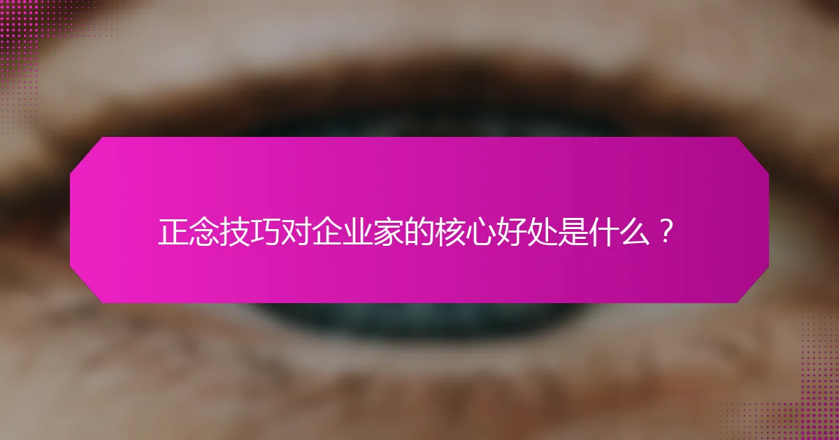 正念技巧对企业家的核心好处是什么？